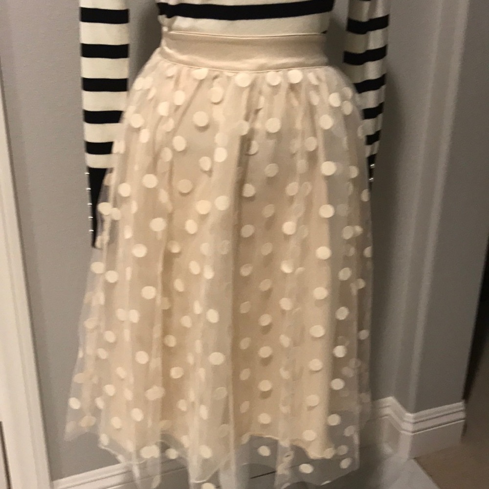 Polka Dot Tulle Cream Skirt